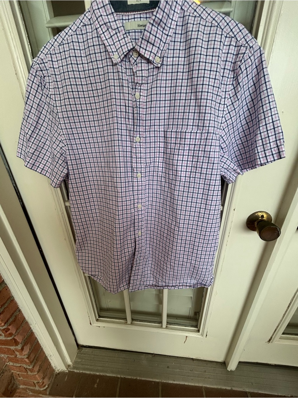 Hawker Rye Short-Sleeve Pink and Blue Plaid Button-Down Shirt
